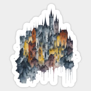 Medieval Cityscape Abstarct Watercolour Sticker